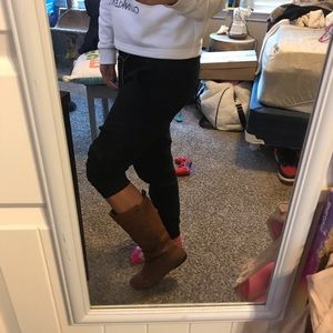 Brown faux leather boots